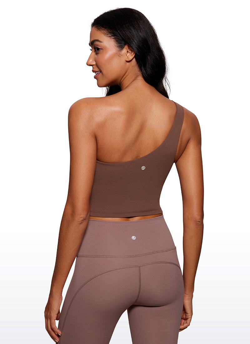 Brassière de sport longue asymétrique Butterluxe pour femme CRZ YOGA Marron Café