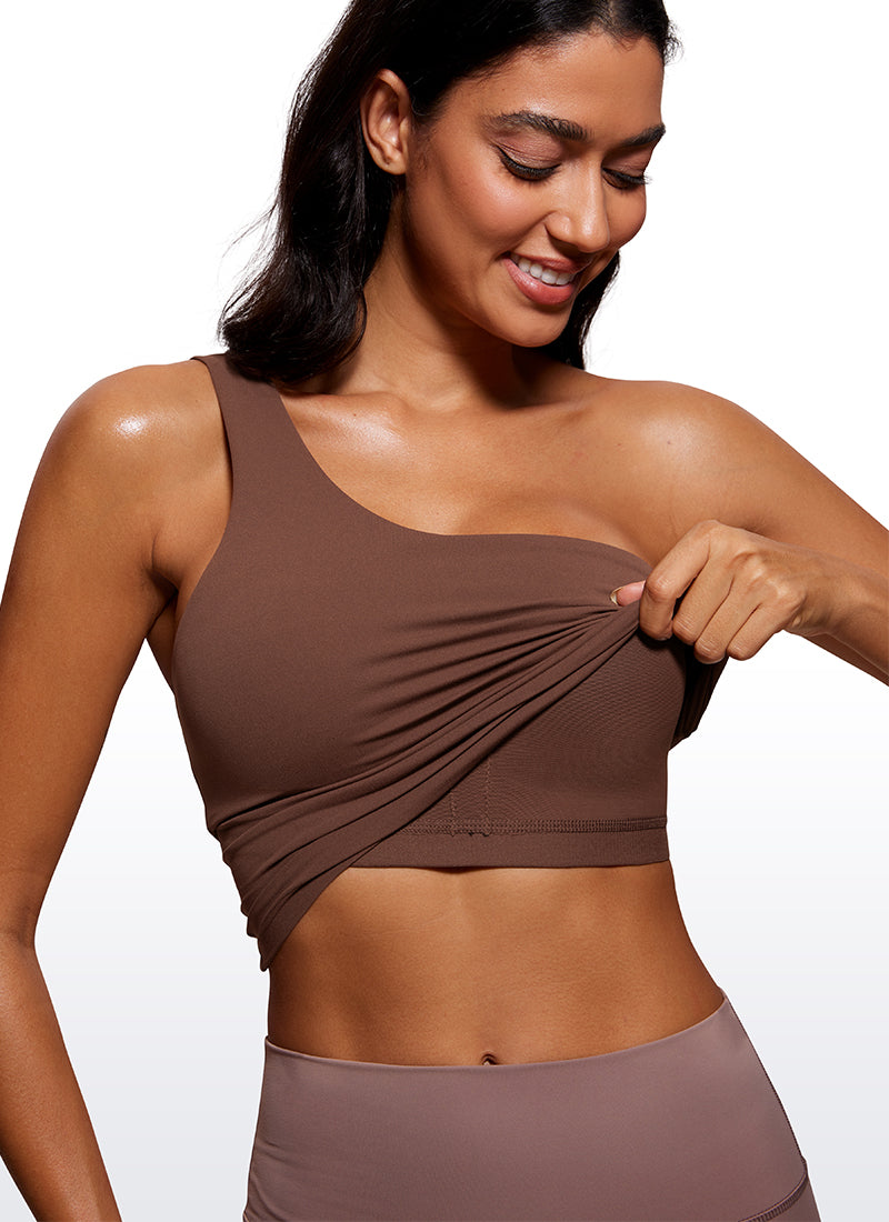 Brassière de sport longue asymétrique Butterluxe pour femme CRZ YOGA Marron Café