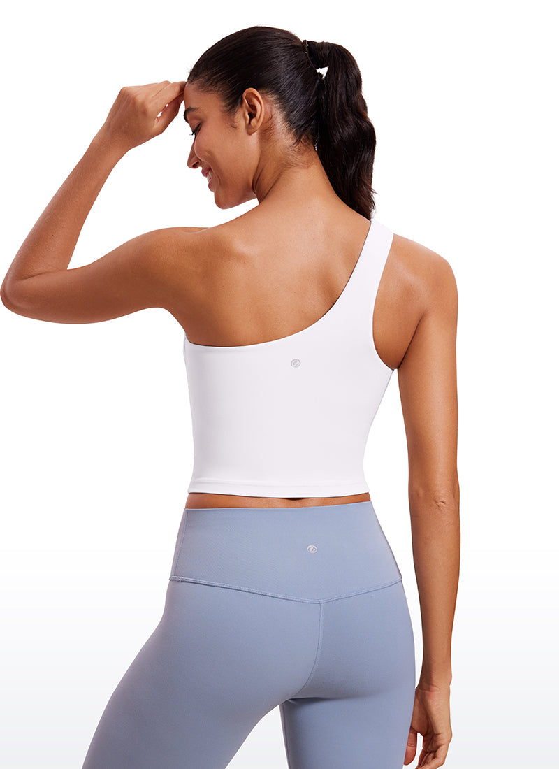 Brassière de sport longue asymétrique Butterluxe pour femme CRZ YOGA Blanc