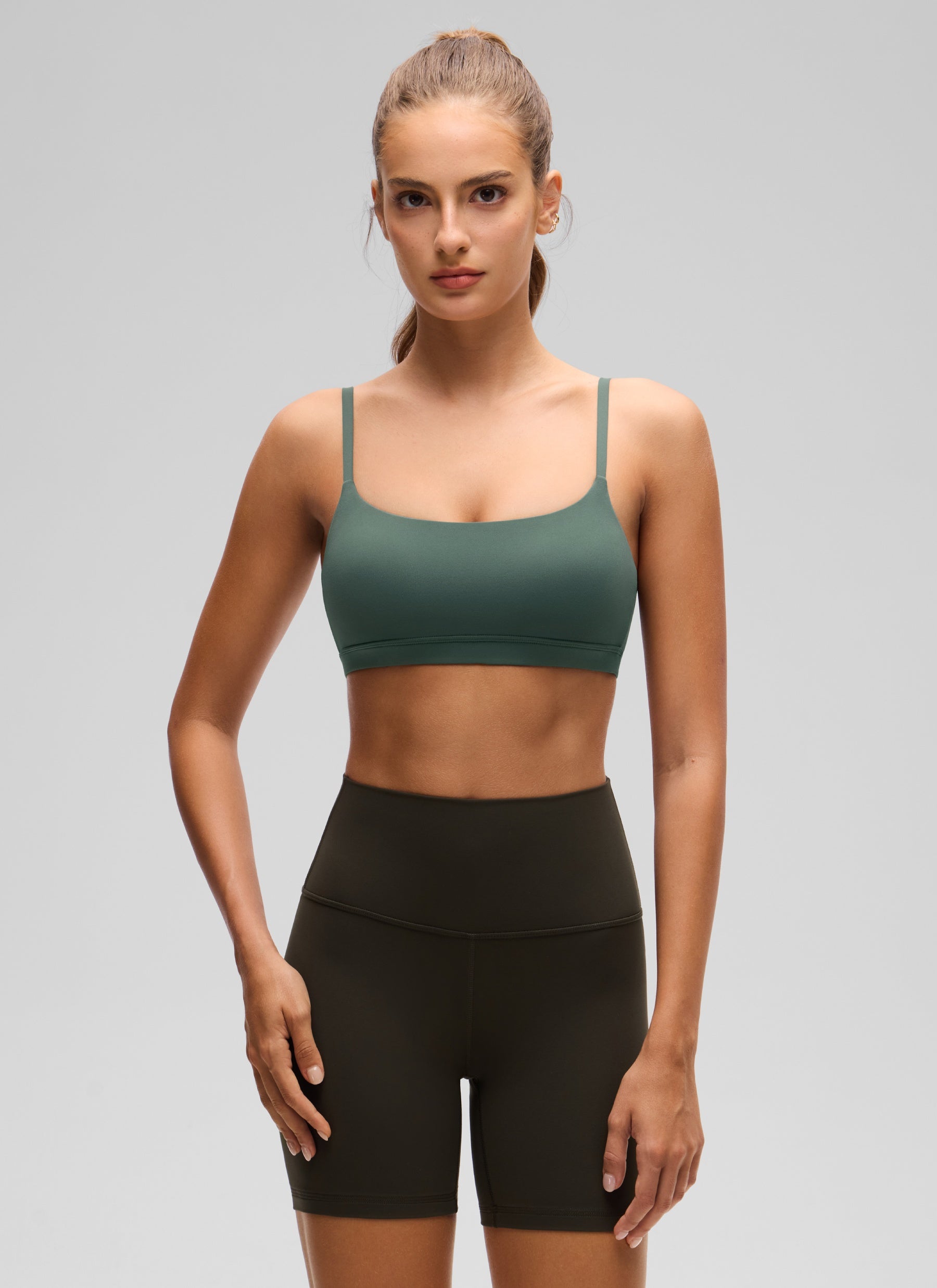 CRZ YOGA Reggiseno Donna Butterluxe con Spalline Sottili Regolabili e Scollo a U Verde Bosco Scuro