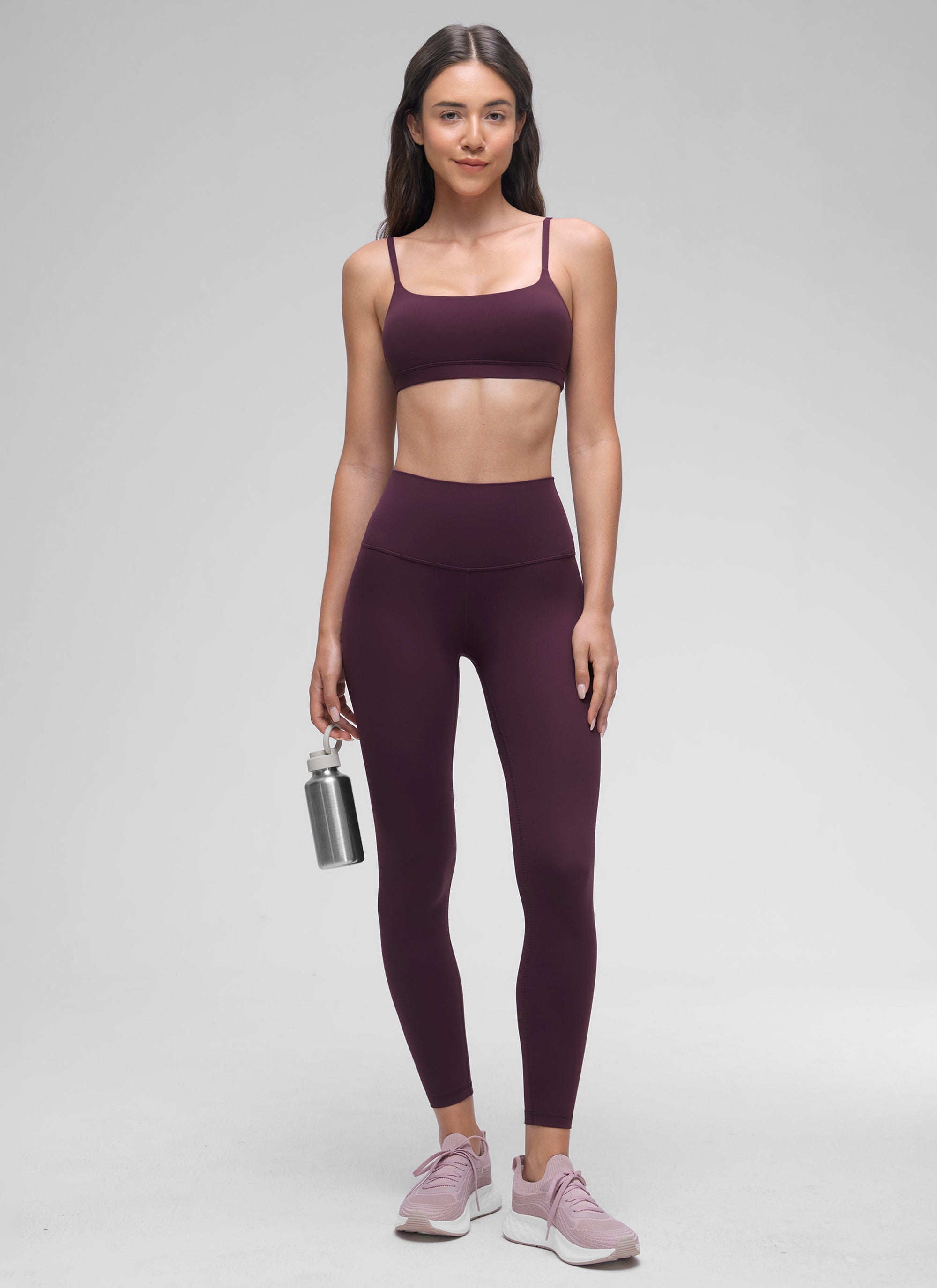 CRZ YOGA Womens Butterluxe Adjustable Spaghetti Strap Scoop Neck Bra Deep Purple