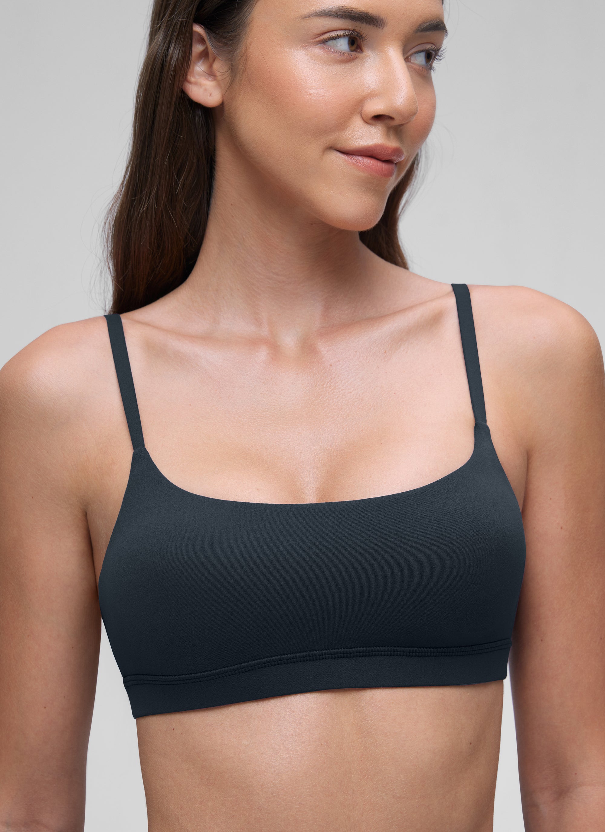 CRZ YOGA Womens Butterluxe Adjustable Spaghetti Strap Scoop Neck Bra True Navy
