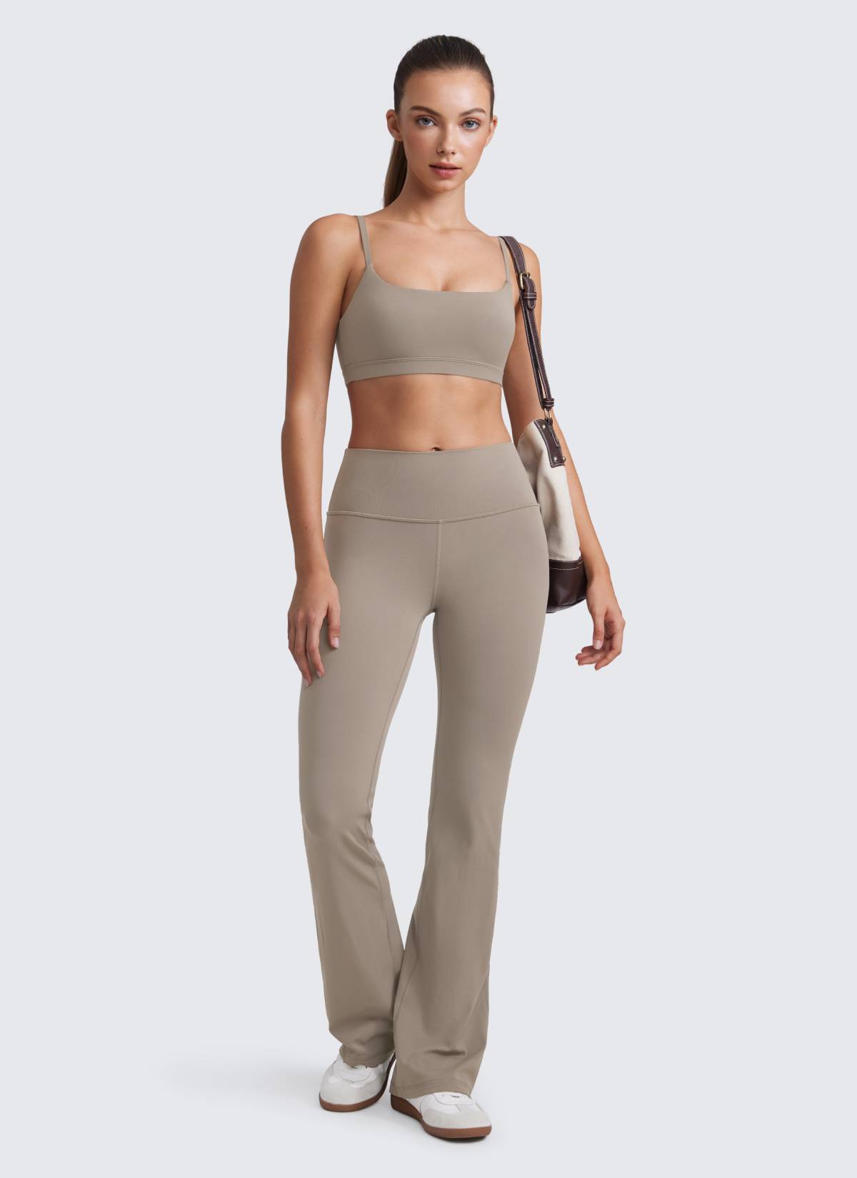 CRZ YOGA Reggiseno con scollo rotondo e spalline sottili regolabili Butterluxe da donna Grigio Cenere Caldo