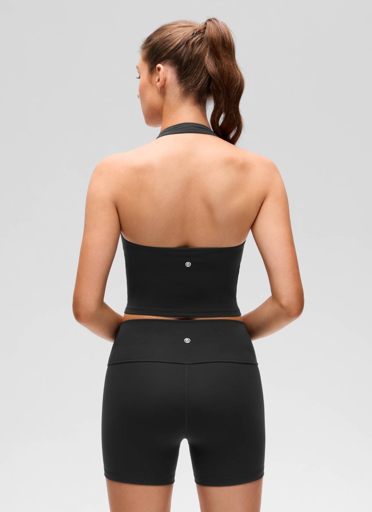 CRZ YOGA Womens Butterluxe Halter Longline Sports Bra Crop Tank Tops Black @model_info:Gelya
