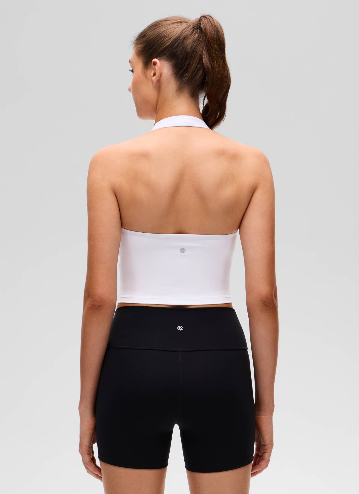 CRZ YOGA Womens Butterluxe Halter Longline Sports Bra Crop Tank Tops White @model_info:Gelya