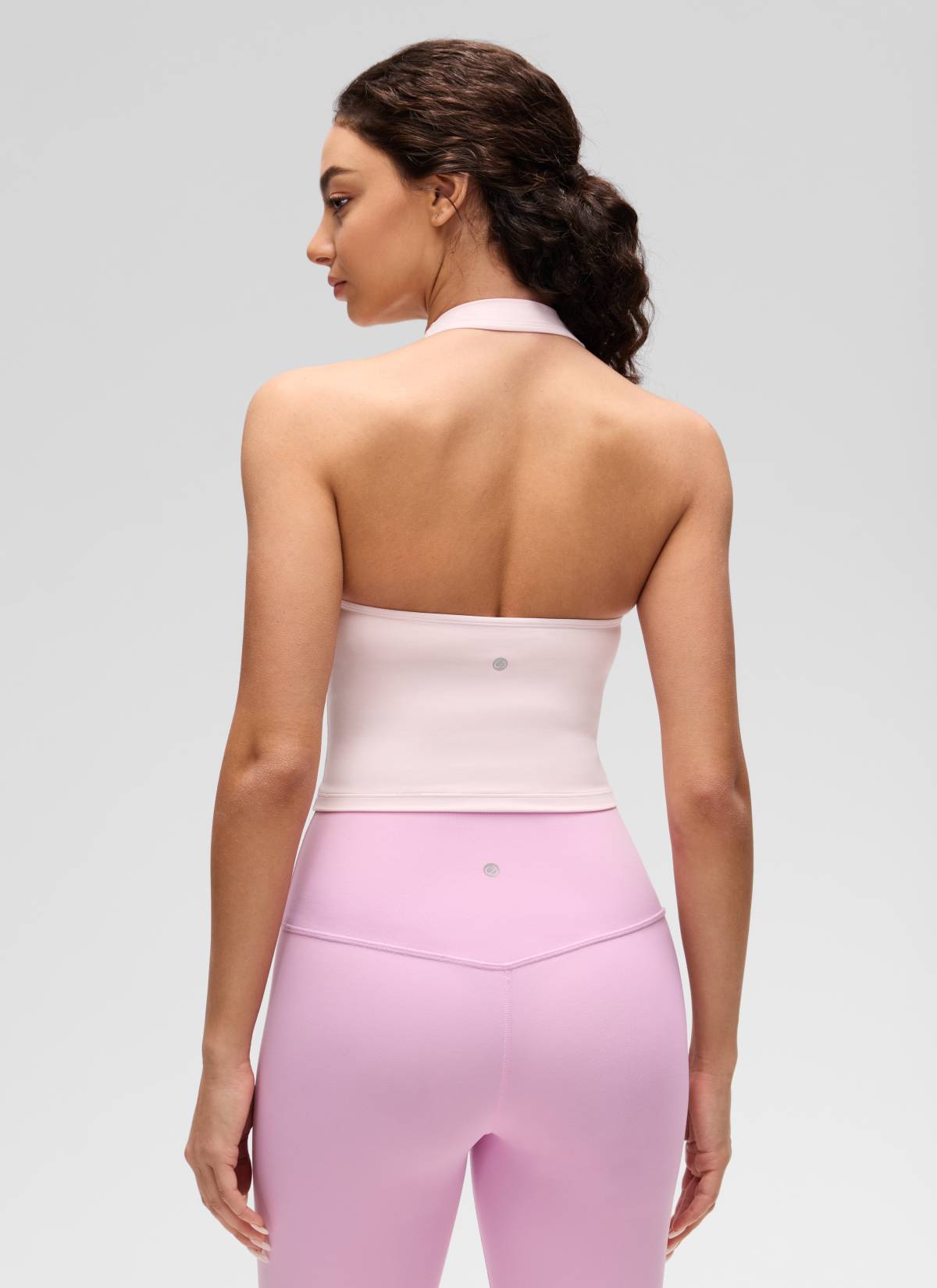 CRZ YOGA Womens Butterluxe Halter Longline Sports Bra Crop Tank Tops Strawberry Pink @model_info:Anano