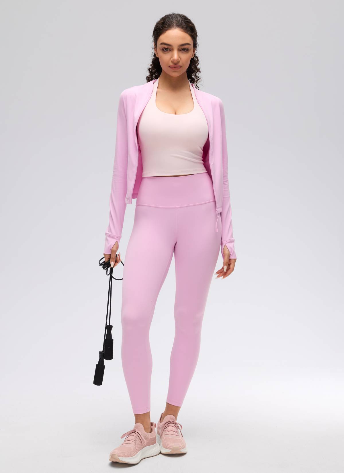 CRZ YOGA Womens Butterluxe Halter Longline Sports Bra Crop Tank Tops Strawberry Pink @model_info:Anano