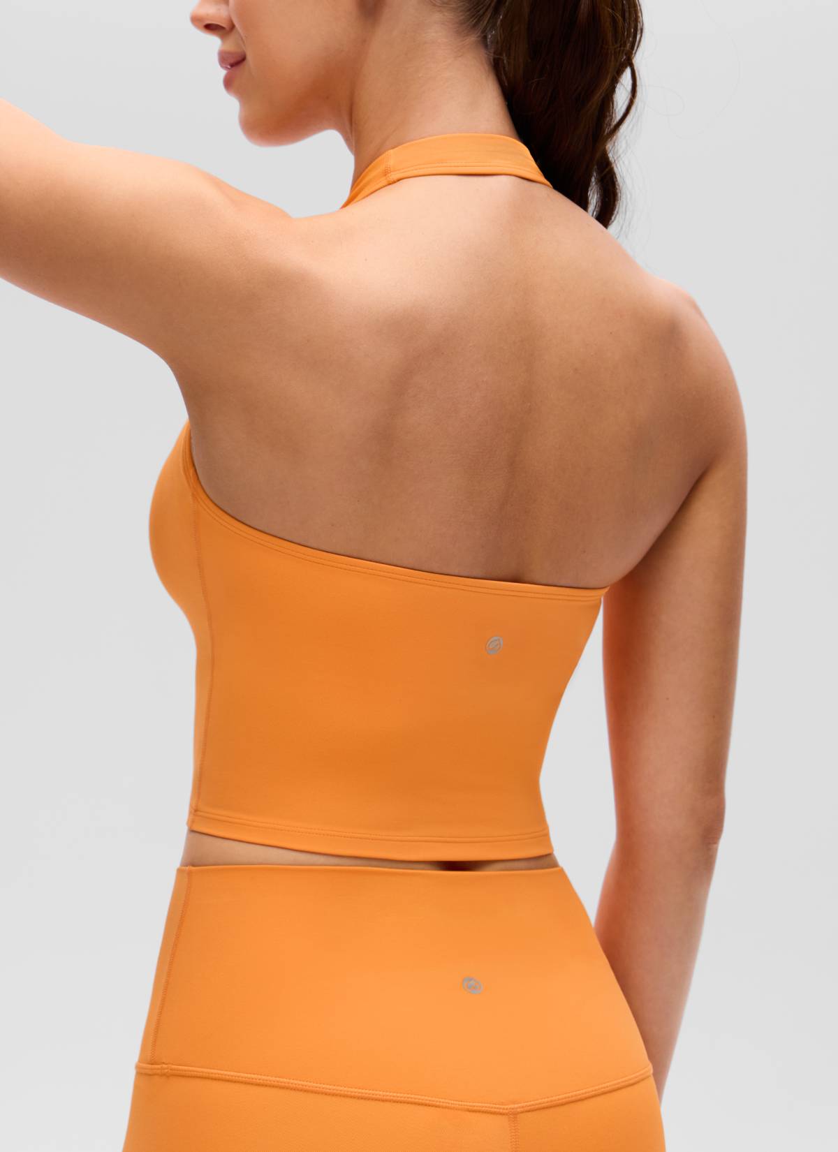 CRZ YOGA Womens Butterluxe Halter Longline Sports Bra Crop Tank Tops Tiger Orange