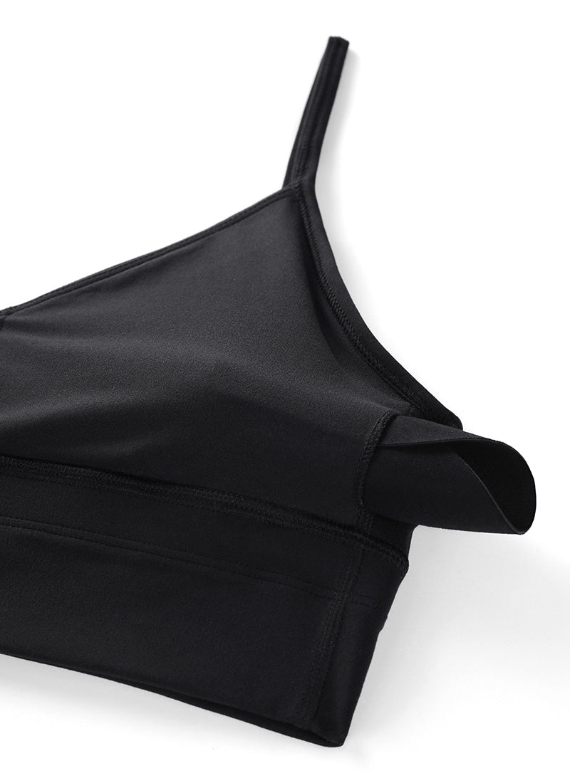 Soutien-gorge de sport camisole long à col en V Butterluxe pour femme CRZ YOGA Noir