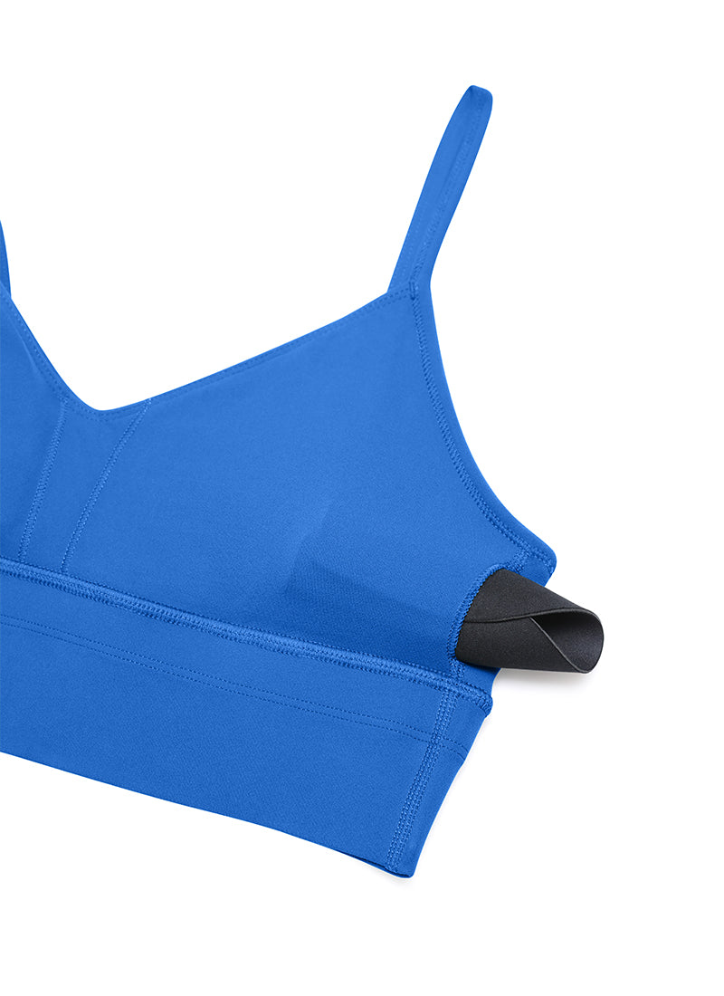 Caraco long de sport d'entraînement CRZ YOGA Butterluxe pour femme, col en V, bleu scintillant