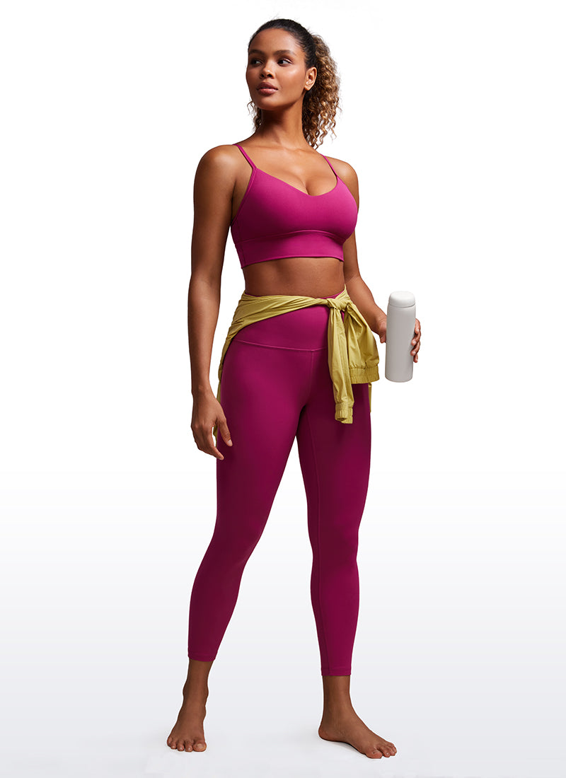 CRZ YOGA Butterluxe – Sutien sport pentru femei, cu decolteu în V și croi lung, pentru antrenament, culoare magenta-violet