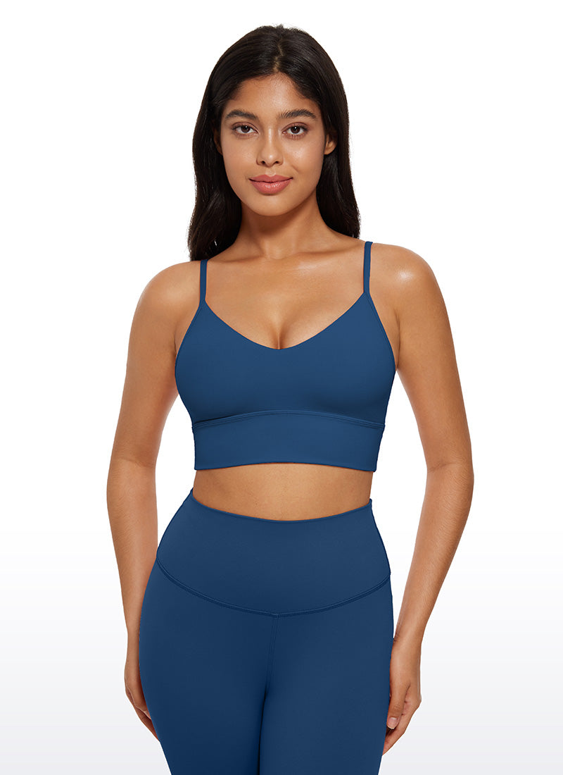 Soutien-gorge de sport camisole long à col en V Butterluxe pour femme CRZ YOGA Bleu Marine Français