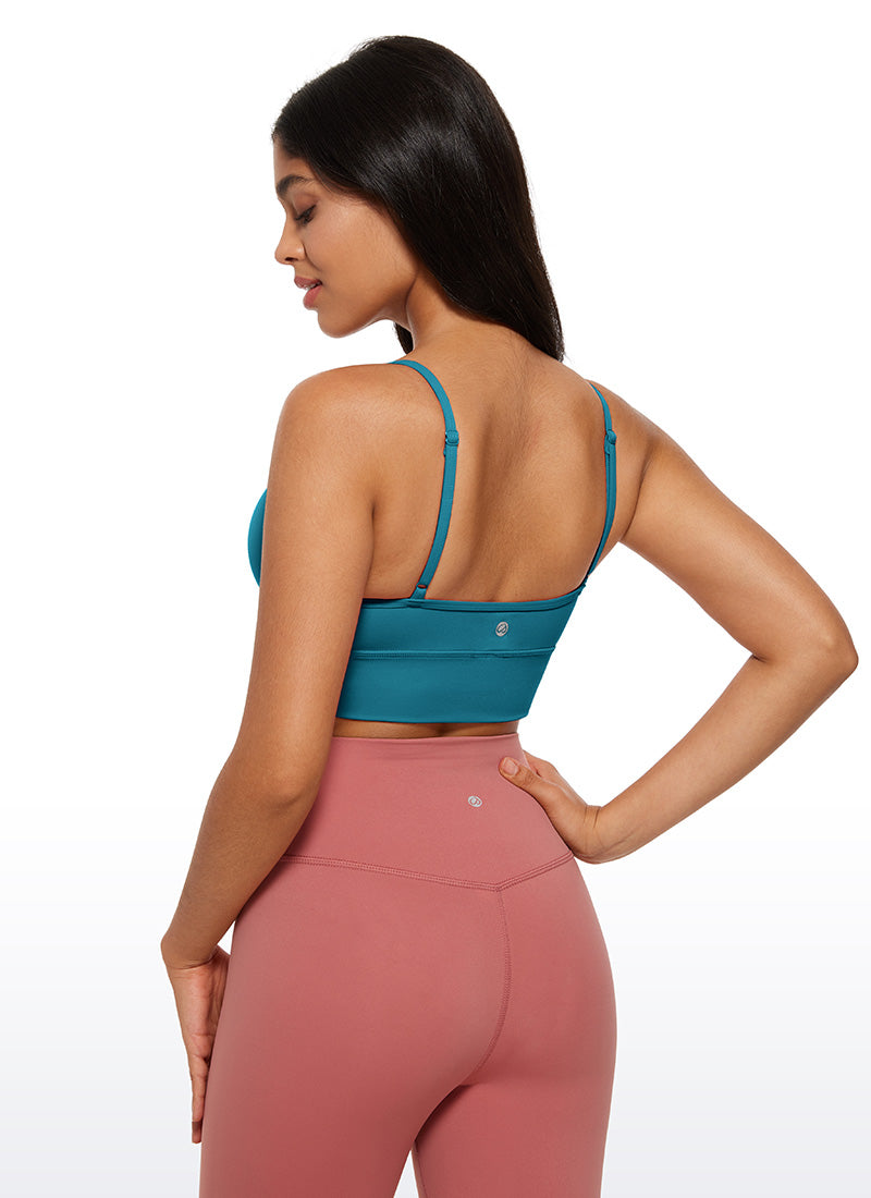 CRZ YOGA Butterluxe – Sutien sport de antrenament pentru femei, cu decolteu în V și croi lung, culoare verde Borealis