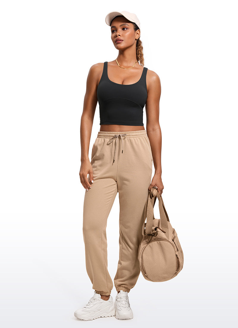 CRZ YOGA Damen-Tops mit enger Passform „ Butterluxe “ – Tanktop mit integriertem BH und U-förmigem Rückenausschnitt, schwarz