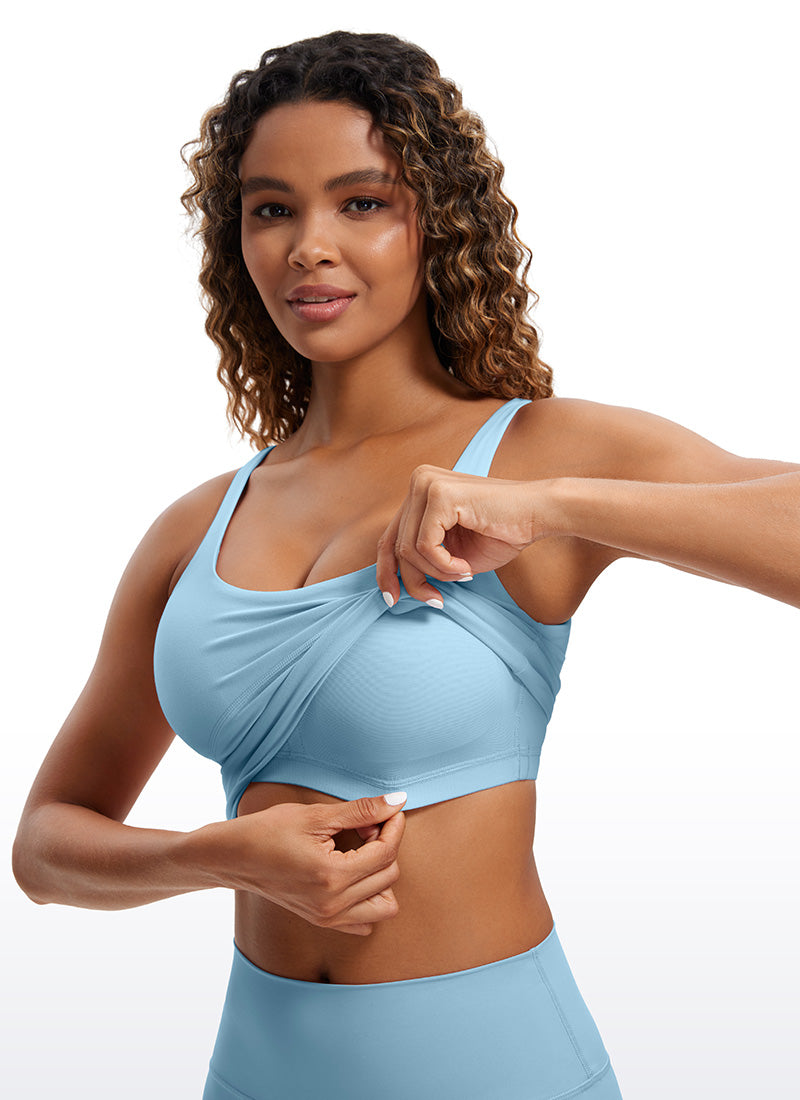 CRZ YOGA Damen figurbetonte Oberteile – Butterluxe Tanktop mit integriertem BH und U-Rücken, Pure Blue