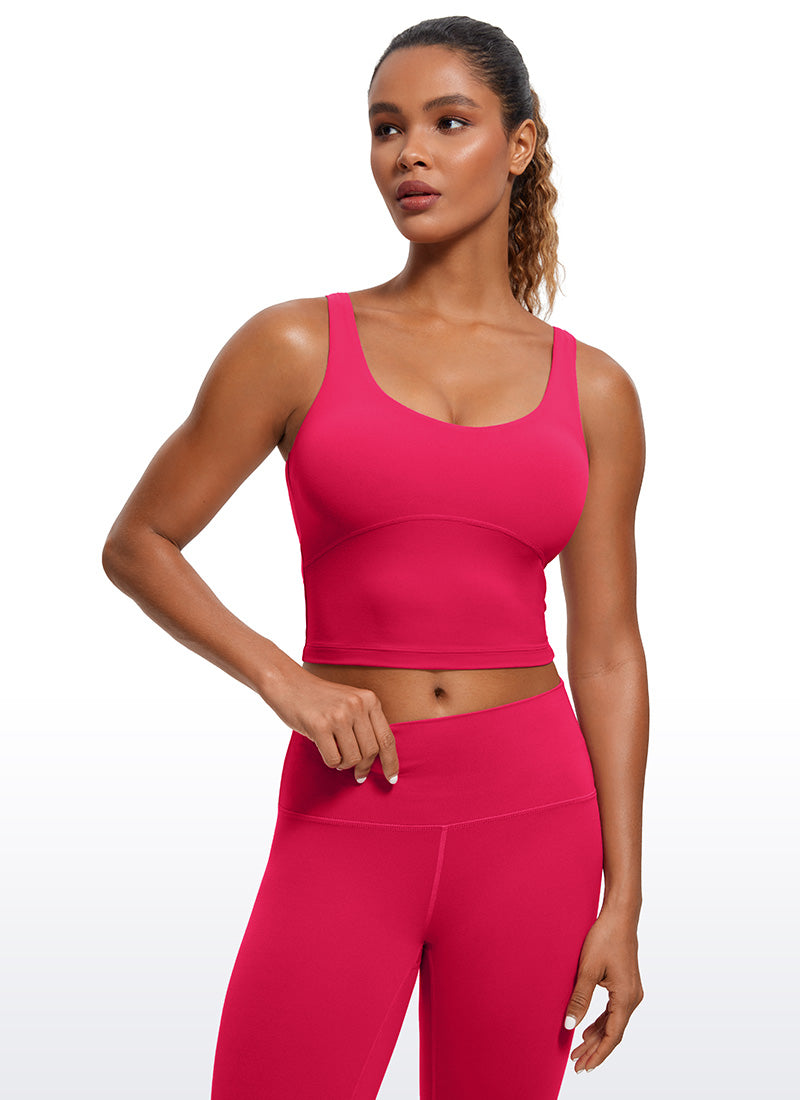 CRZ YOGA Damen figurbetonte Oberteile – Butterluxe Tanktop mit integriertem BH und U-Rücken, Viva Magenta