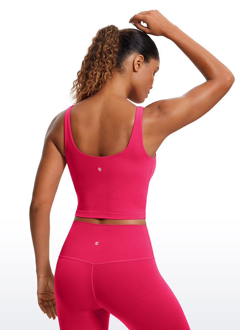 CRZ YOGA Damen figurbetonte Oberteile – Butterluxe Tanktop mit integriertem BH und U-Rücken, Viva Magenta