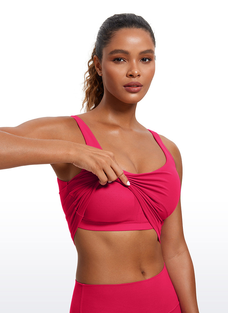 CRZ YOGA Damen figurbetonte Oberteile – Butterluxe Tanktop mit integriertem BH und U-Rücken, Viva Magenta