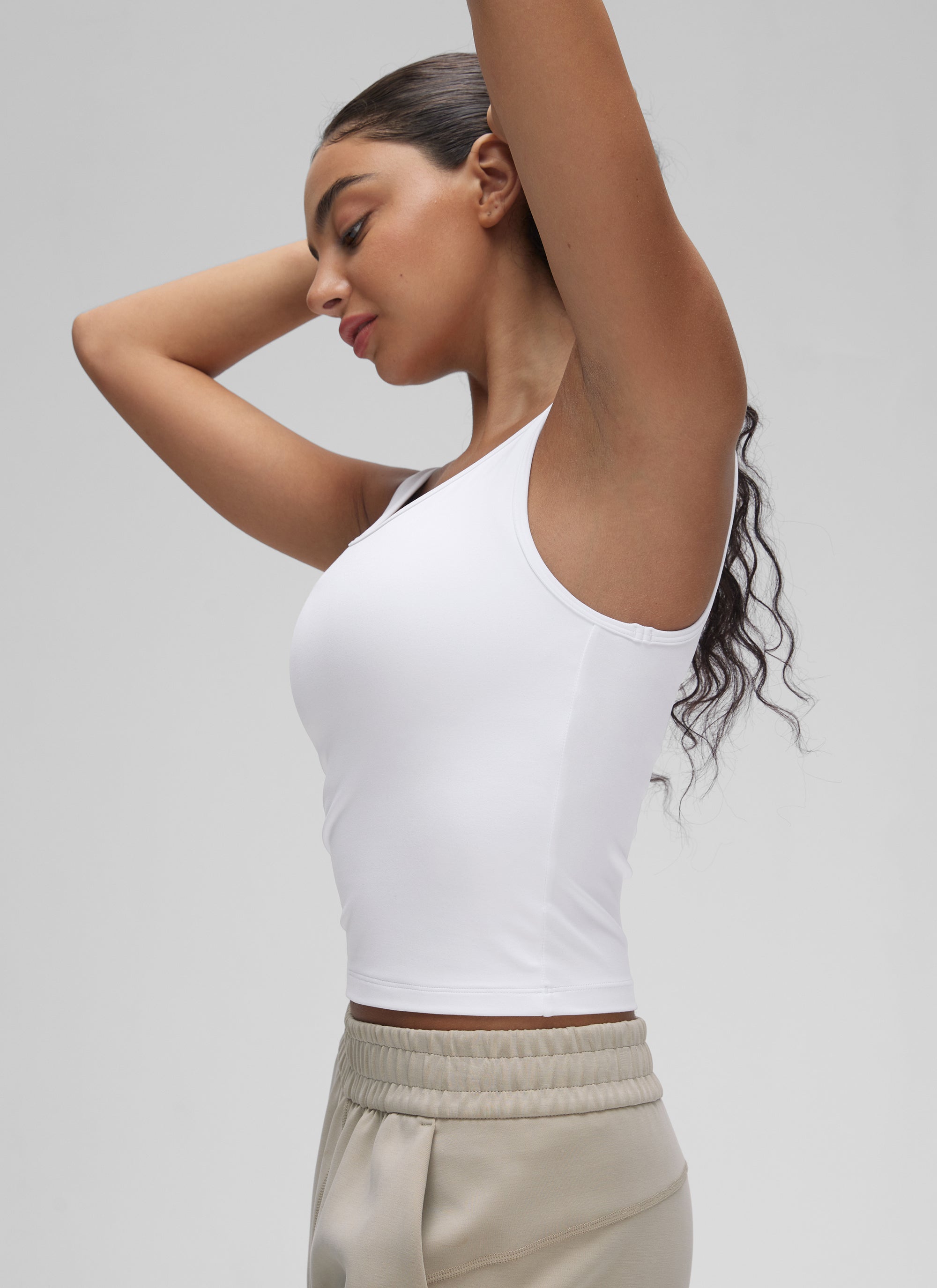 CRZ YOGA Women's Yoga Butterluxe Tight Fit Tank Tops Racerback White