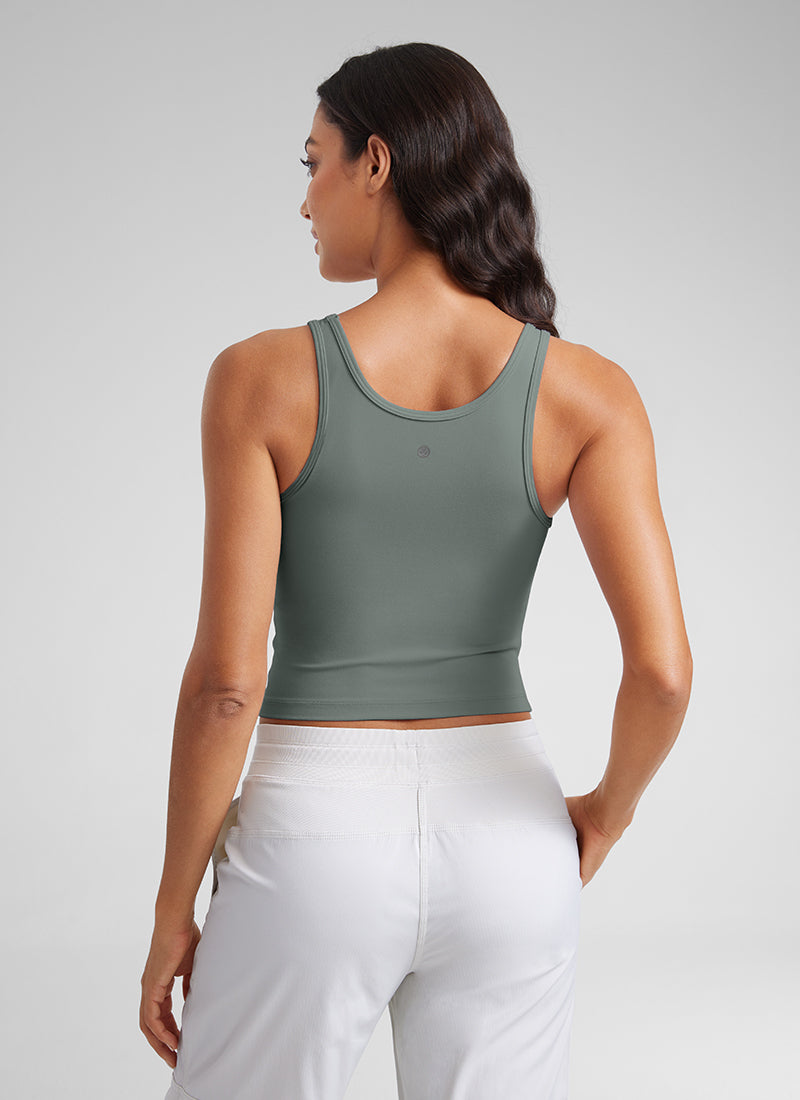 CRZ YOGA Women's Yoga Butterluxe Tight Fit Tank Tops Racerback Grey Sage @model_info:Mariana