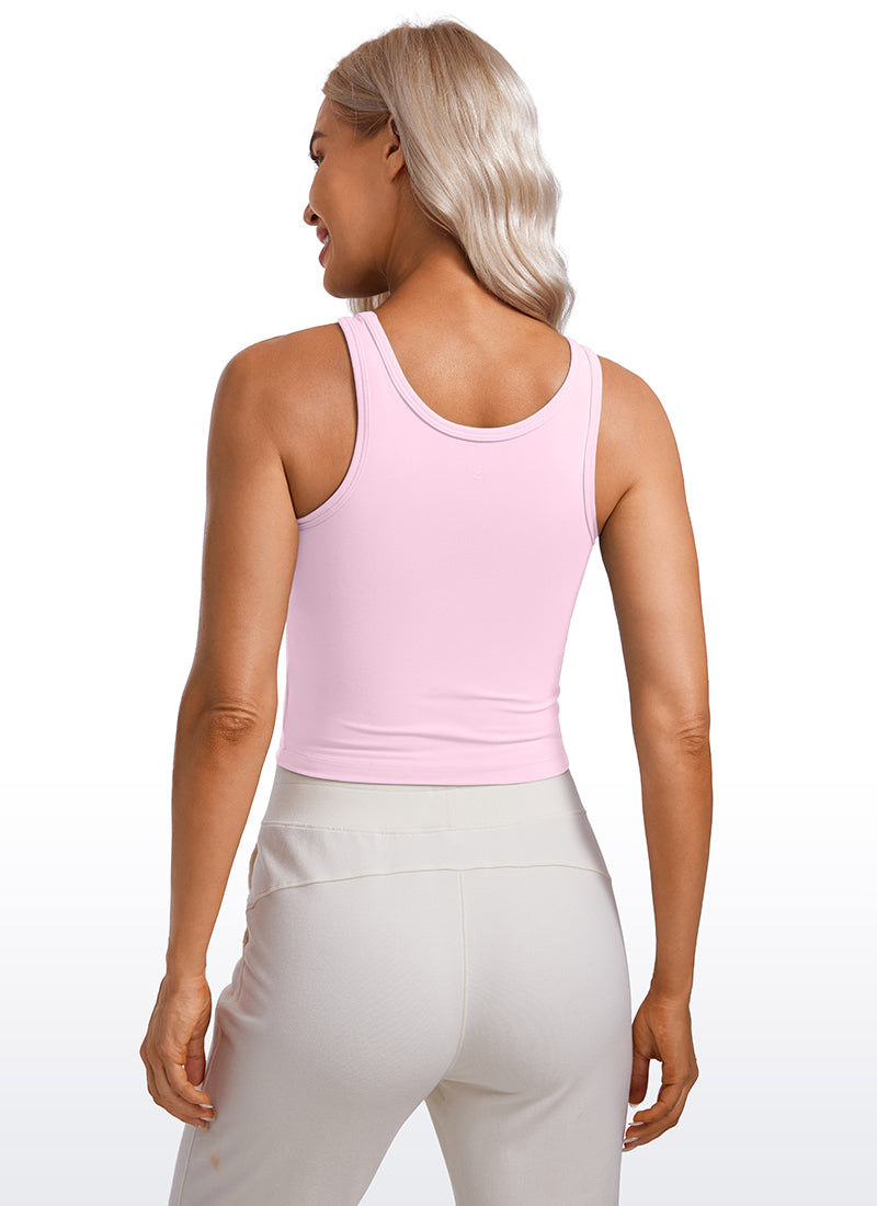 CRZ YOGA Women's Yoga Butterluxe Tight Fit Tank Tops Racerback Pink Peony