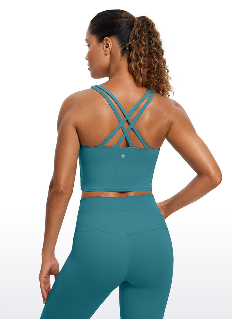 CRZ YOGA – Sutien sport pentru femei Butterluxe, cu bretele subțiri, croi lung și bretele încrucișate, verde jad