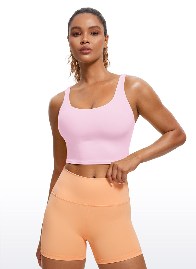 CRZ YOGA – Sutien sport pentru femei Butterluxe, cu bretele subțiri, croi lung și încrucișat, roz peonie