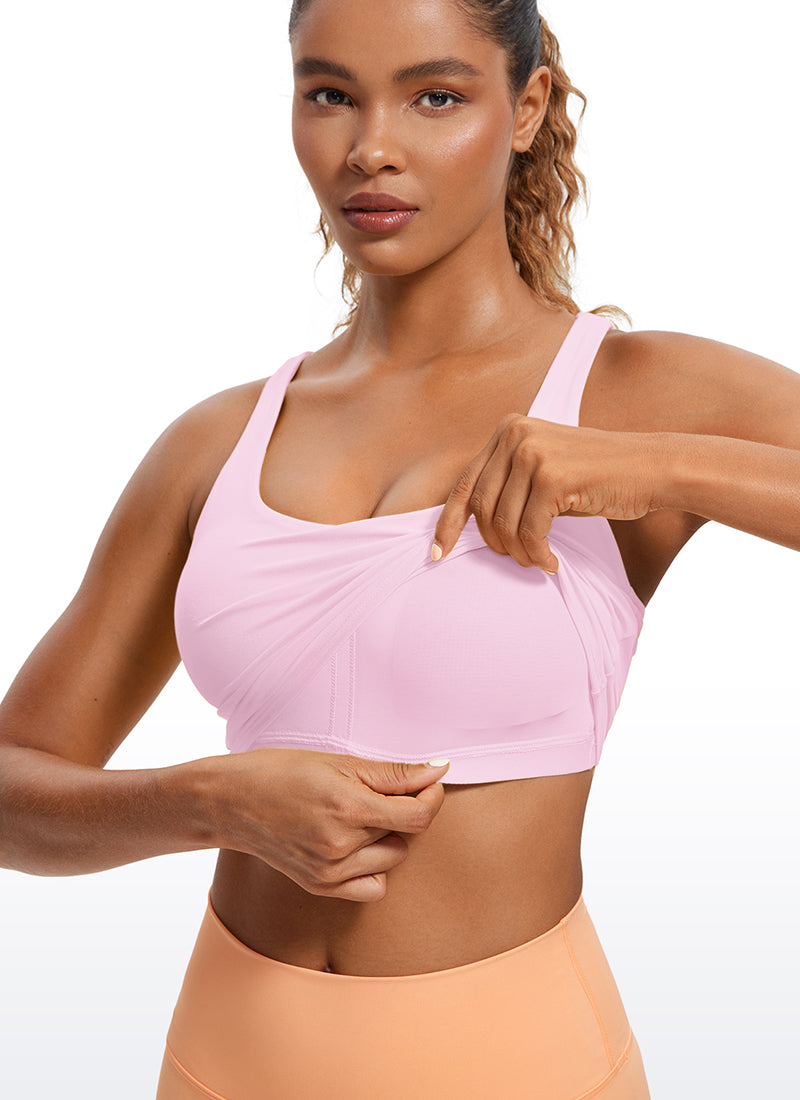 CRZ YOGA – Sutien sport pentru femei Butterluxe, cu bretele subțiri, croi lung și încrucișat, roz peonie