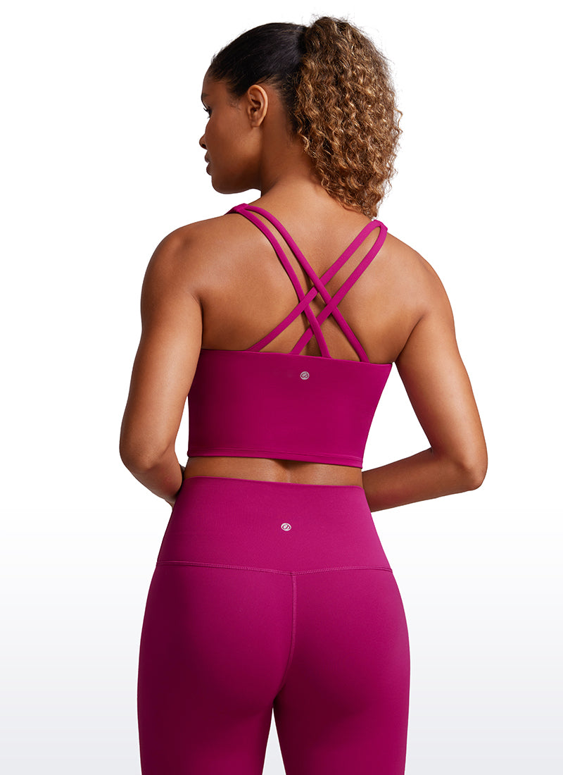 CRZ YOGA – Sutien sport pentru femei Butterluxe, cu bretele subțiri, croi lung și design încrucișat, magenta-violet