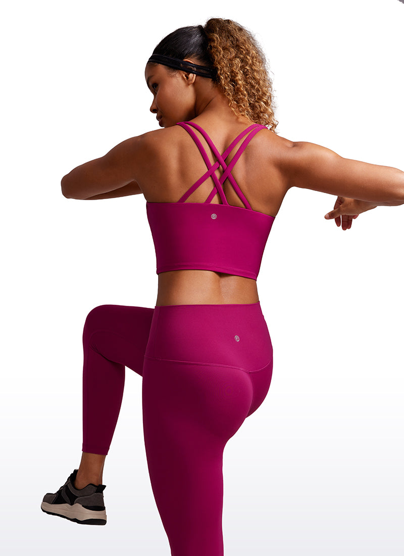 CRZ YOGA – Sutien sport pentru femei Butterluxe, cu bretele subțiri, croi lung și design încrucișat, magenta-violet