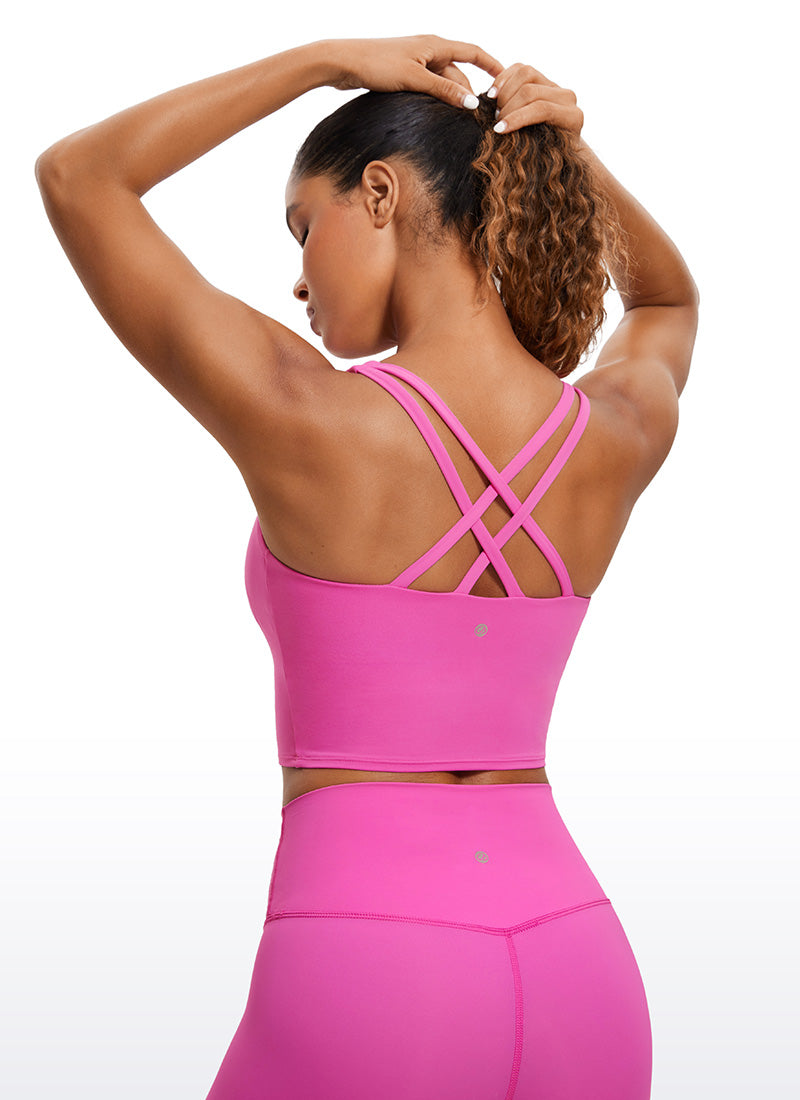 CRZ YOGA - Sutien sport pentru femei Butterluxe, cu bretele, croi lung și design încrucișat, violet deschis