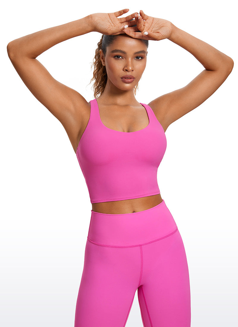 CRZ YOGA - Sutien sport pentru femei Butterluxe, cu bretele, croi lung și design încrucișat, violet deschis