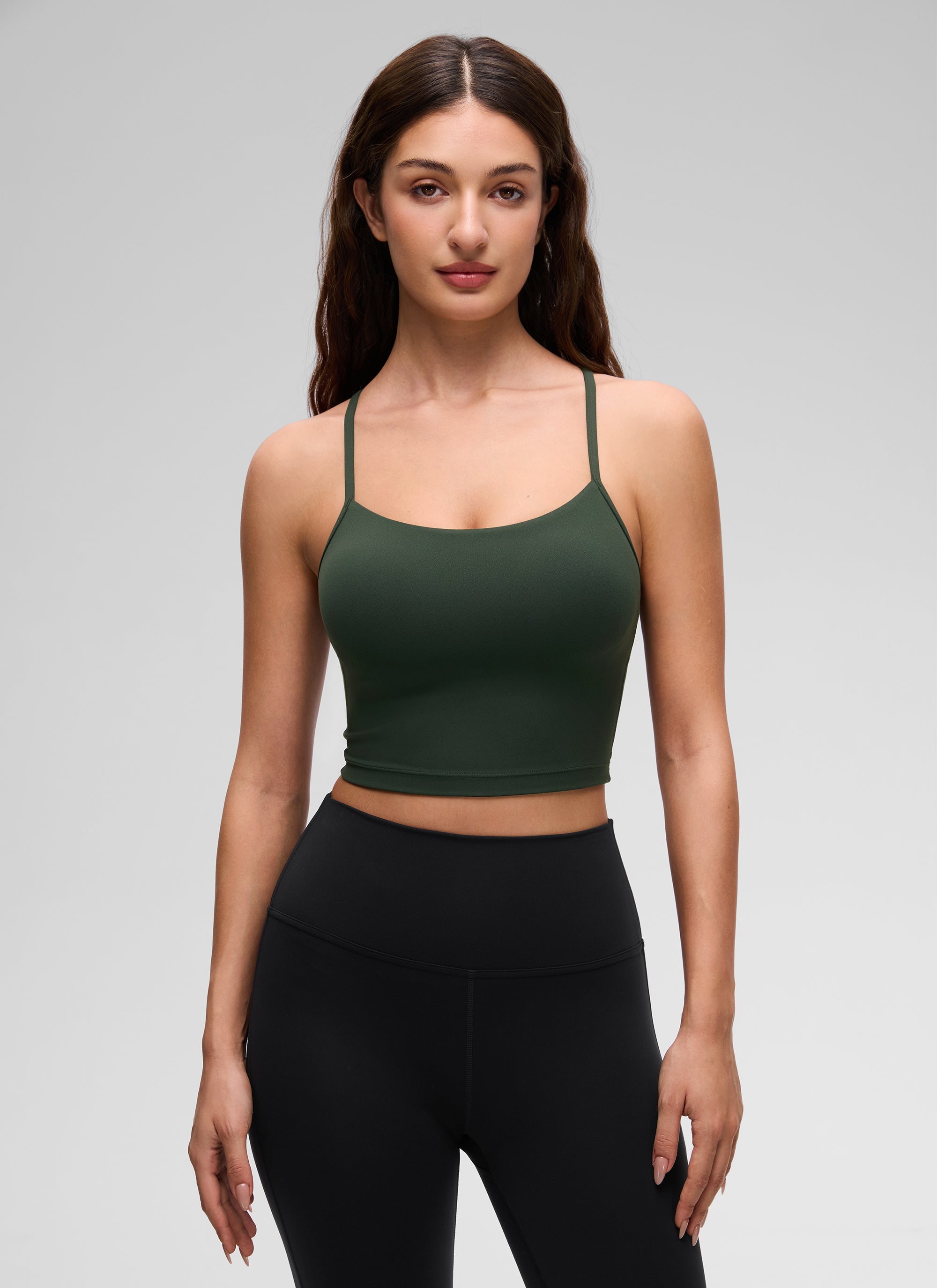 Canotta Corta Sportiva Longline da Donna CRZ YOGA Butterluxe con Schiena a Y Legend Green