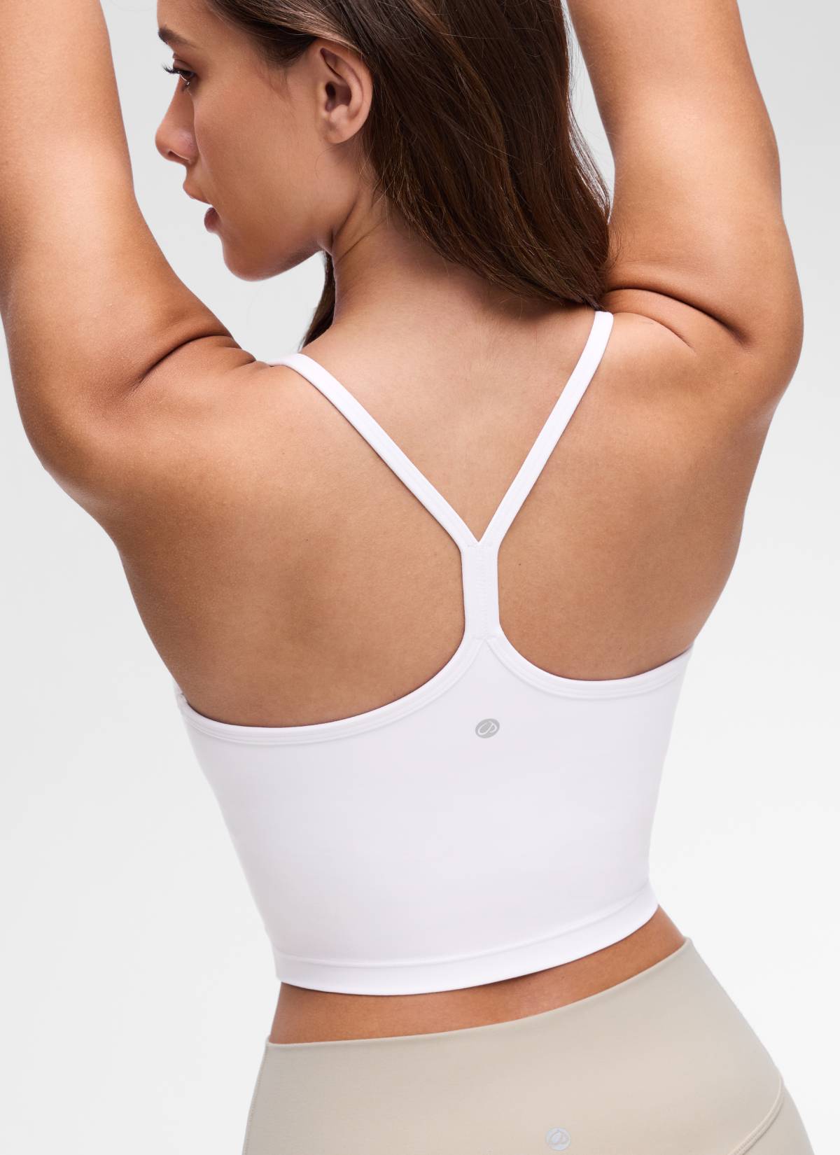 Top corto reggiseno sportivo lungo con schiena a Y Butterluxe da donna CRZ YOGA Bianco