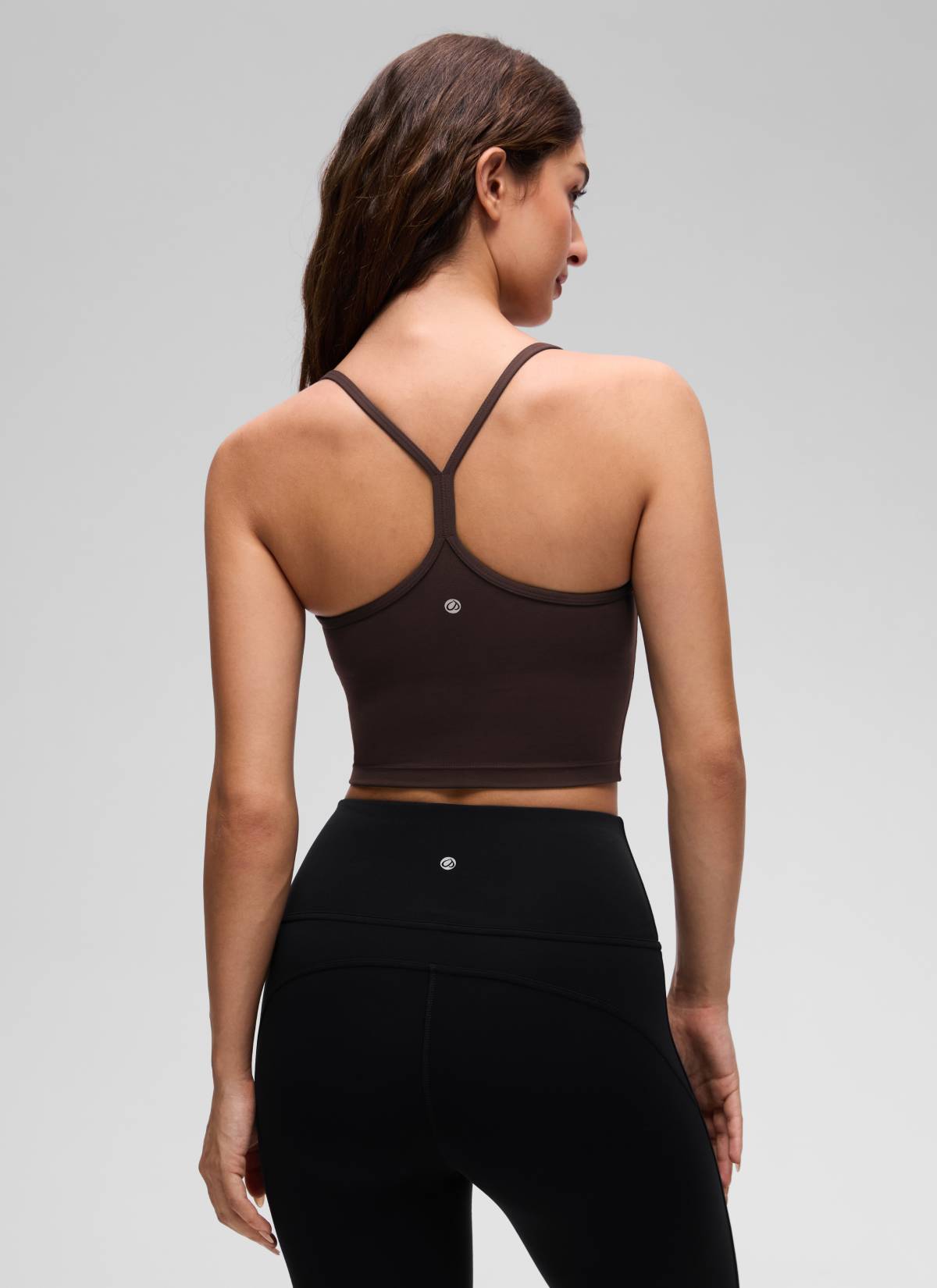 CRZ YOGA da Donna Butterluxe Top Canotta Corta Reggiseno Sportivo Lungo con Schiena a Y Marrone Cioccolato Fondente