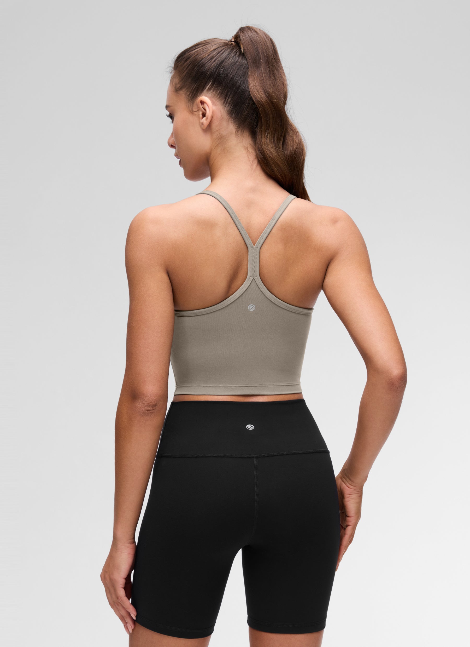 CRZ YOGA da Donna Butterluxe Top Canotta Corta Reggiseno Sportivo Lungo con Schiena a Y Grigio Cenere Caldo