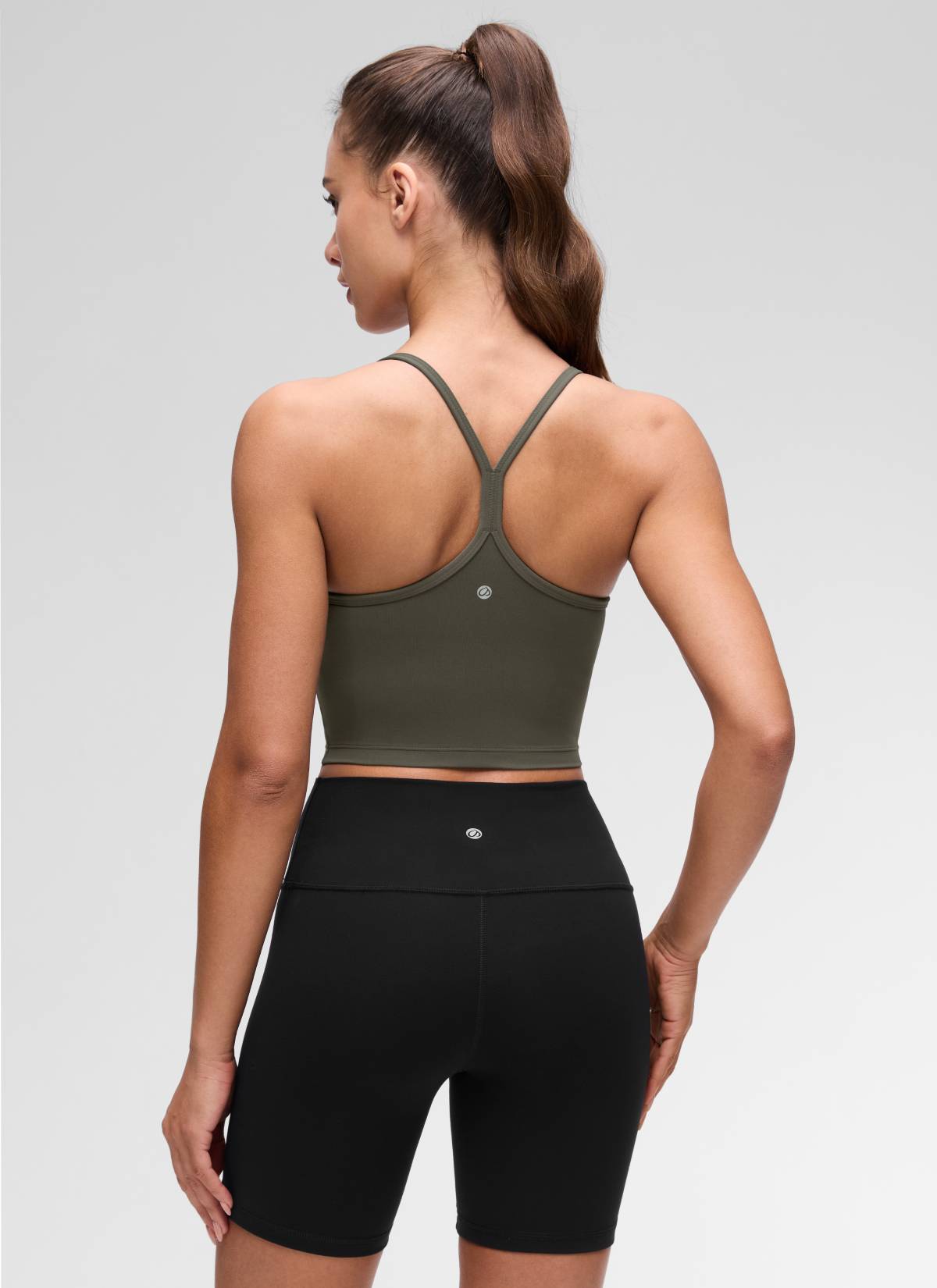 Top corto reggiseno sportivo lungo con schiena a Y Butterluxe da donna CRZ YOGA Verde Militare Chiaro
