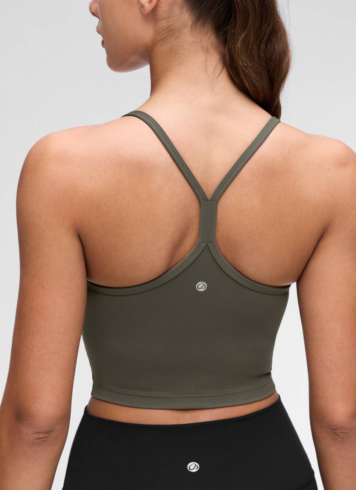 Top corto reggiseno sportivo lungo con schiena a Y Butterluxe da donna CRZ YOGA Verde Militare Chiaro