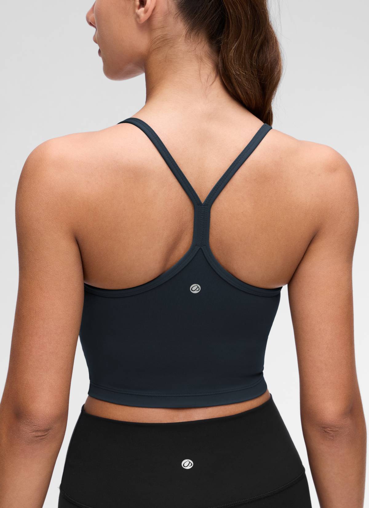 Top corto reggiseno sportivo lungo con schiena a Y Butterluxe da donna CRZ YOGA Blu Navy Vero