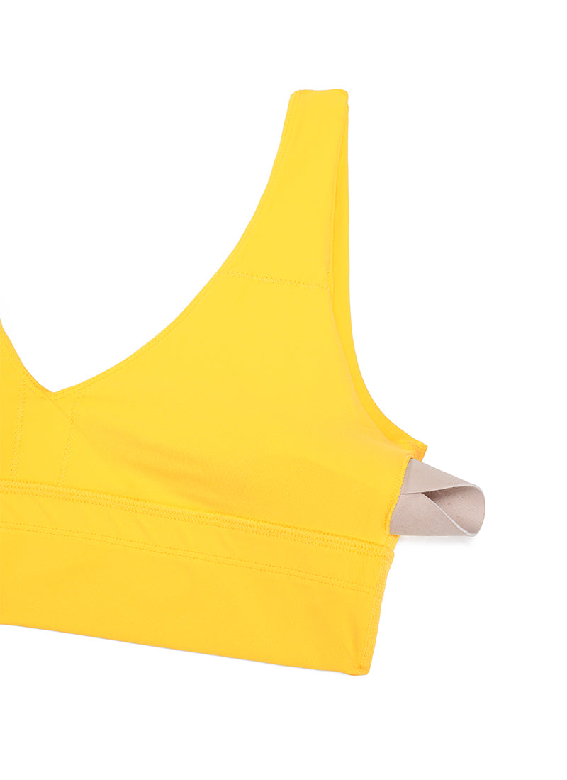 CRZ YOGA Women's Light Support Butterluxe Yoga Bra Longline U back V Neck High Visibility Yellow @model_info:NEW
