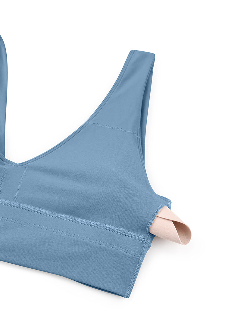CRZ YOGA Women's Light Support Butterluxe Yoga Bra Longline U back V Neck Universe Blue @model_info:NEW