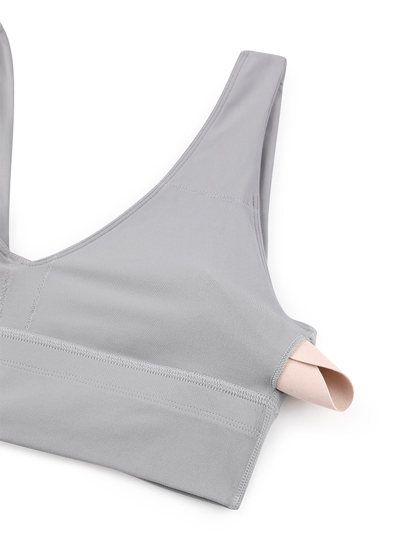 CRZ YOGA Women's Light Support Butterluxe Yoga Bra Longline U back V Neck Gull Gray @model_info:NEW