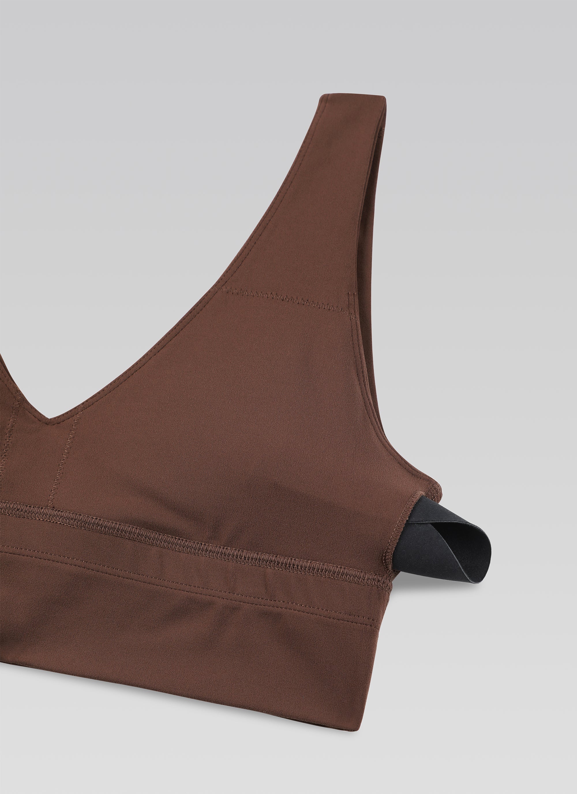 CRZ YOGA Women's Light Support Butterluxe Yoga Bra Longline U back V Neck Coffee Brown @model_info:NEW