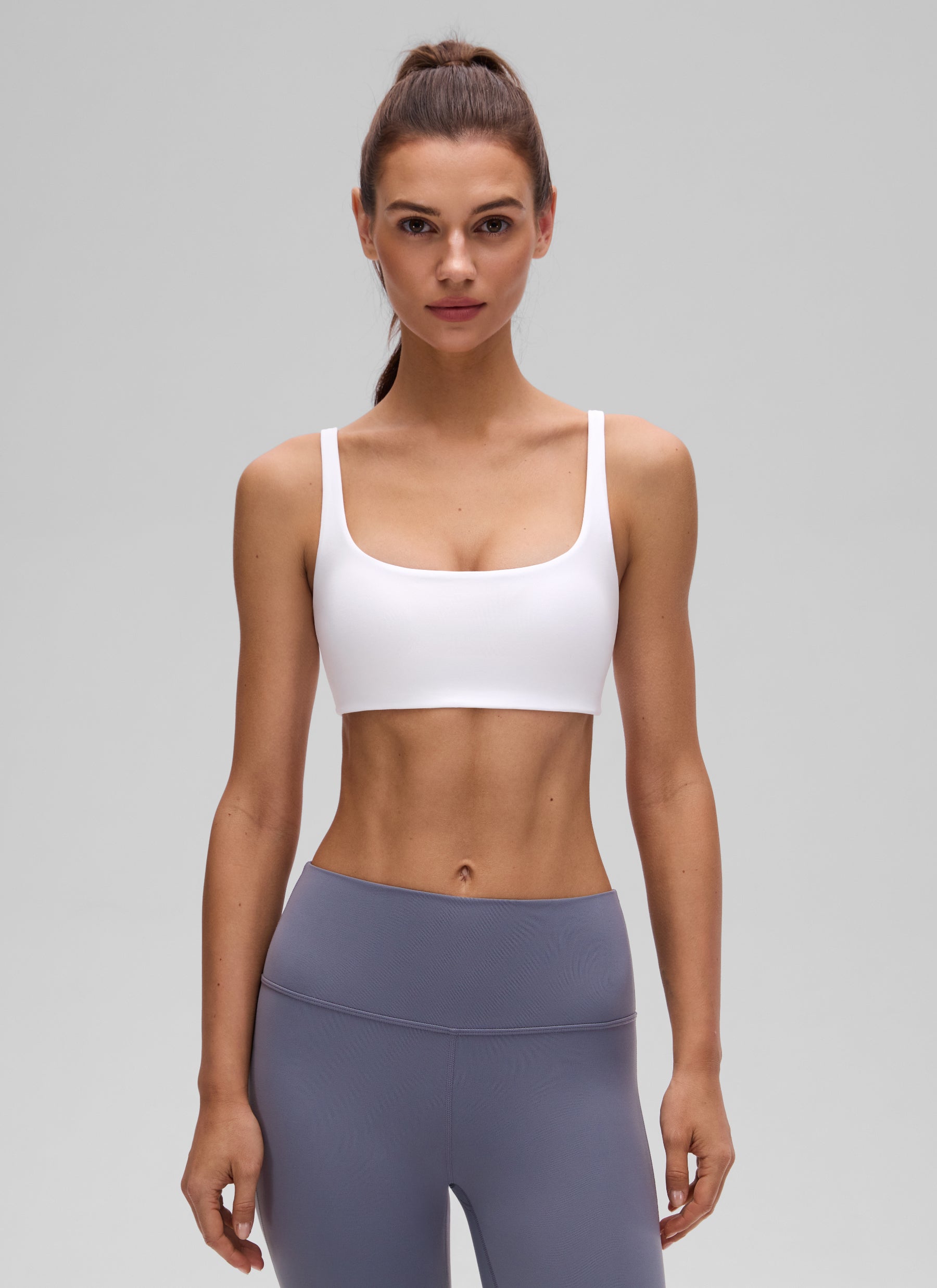 CRZ YOGA pour femme, mini-soutien-gorge rembourré caraco Butterluxe à col carré, blanc.