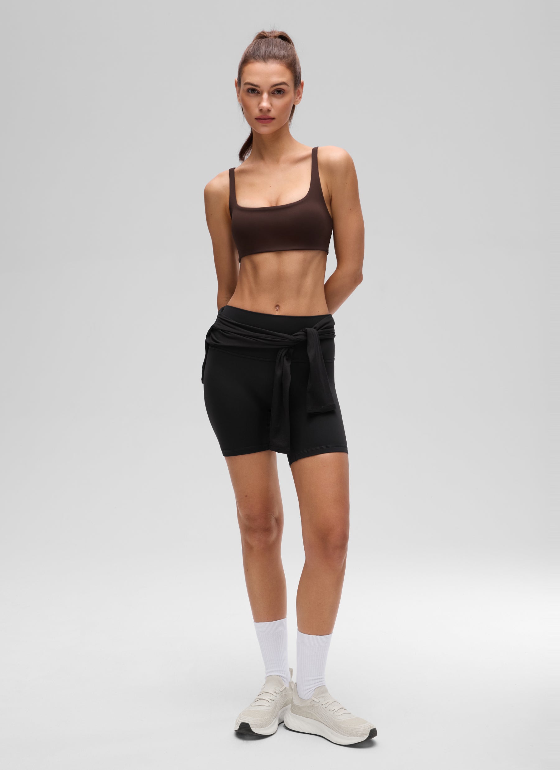 Mini soutien-gorge caraco rembourré à col carré Butterluxe pour femme CRZ YOGA Marron fudge chaud