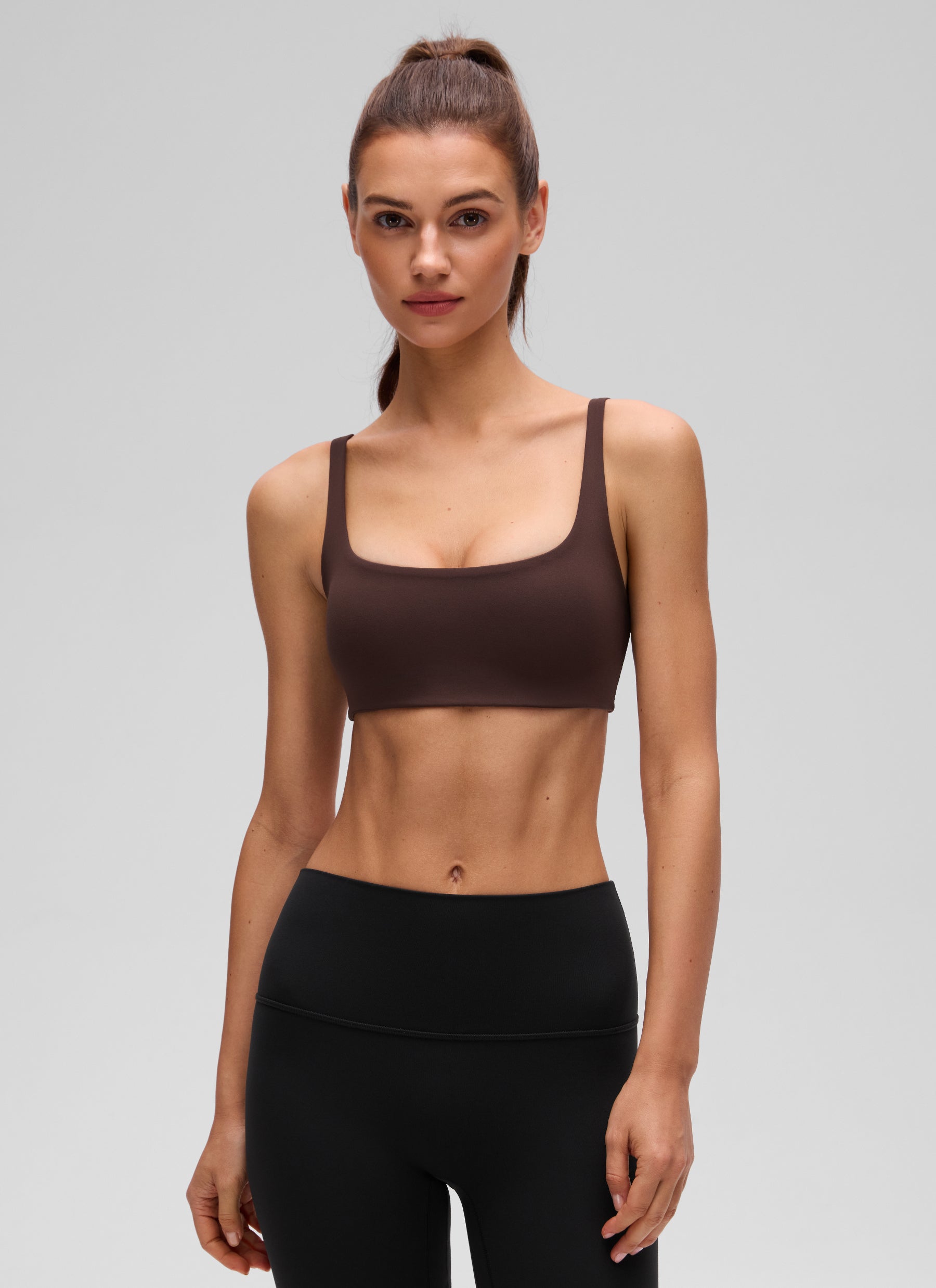 Mini soutien-gorge caraco rembourré à col carré Butterluxe pour femme CRZ YOGA Marron fudge chaud