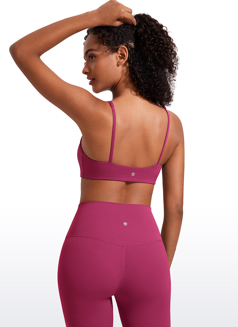 CRZ YOGA - Cami pentru femei Butterluxe cu decolteu pătrat, sutien mini cu pernițe, culoare mov spălat