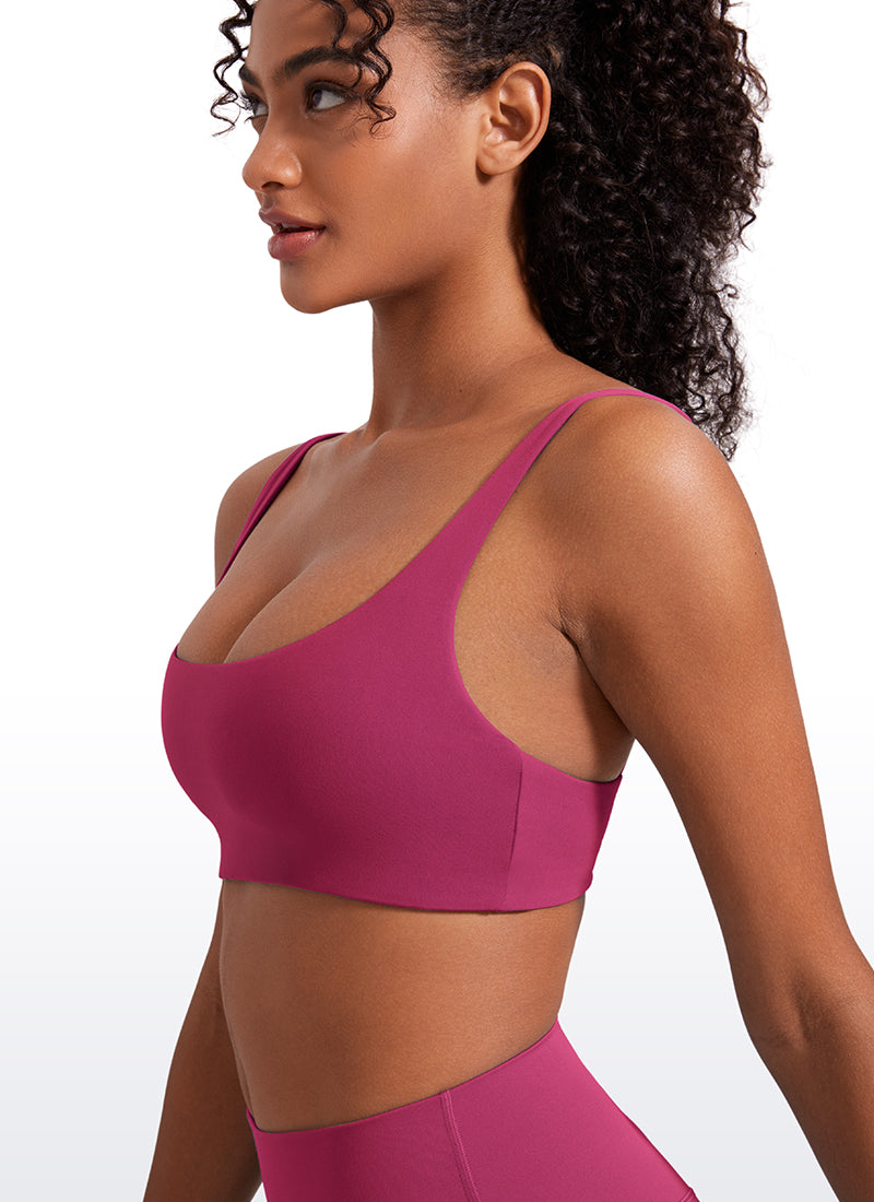 CRZ YOGA - Cami pentru femei Butterluxe cu decolteu pătrat, sutien mini cu pernițe, culoare mov spălat