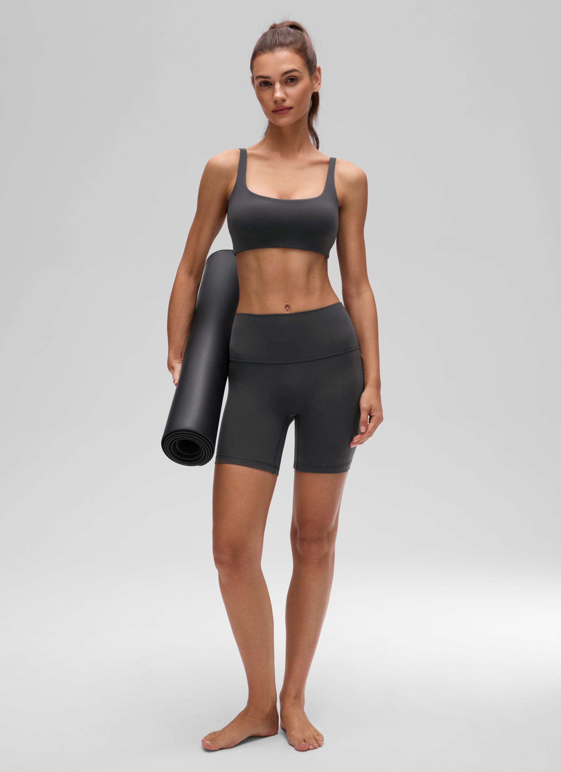 Mini soutien-gorge caraco rembourré à col carré Butterluxe pour femme CRZ YOGA Gris mystérieux