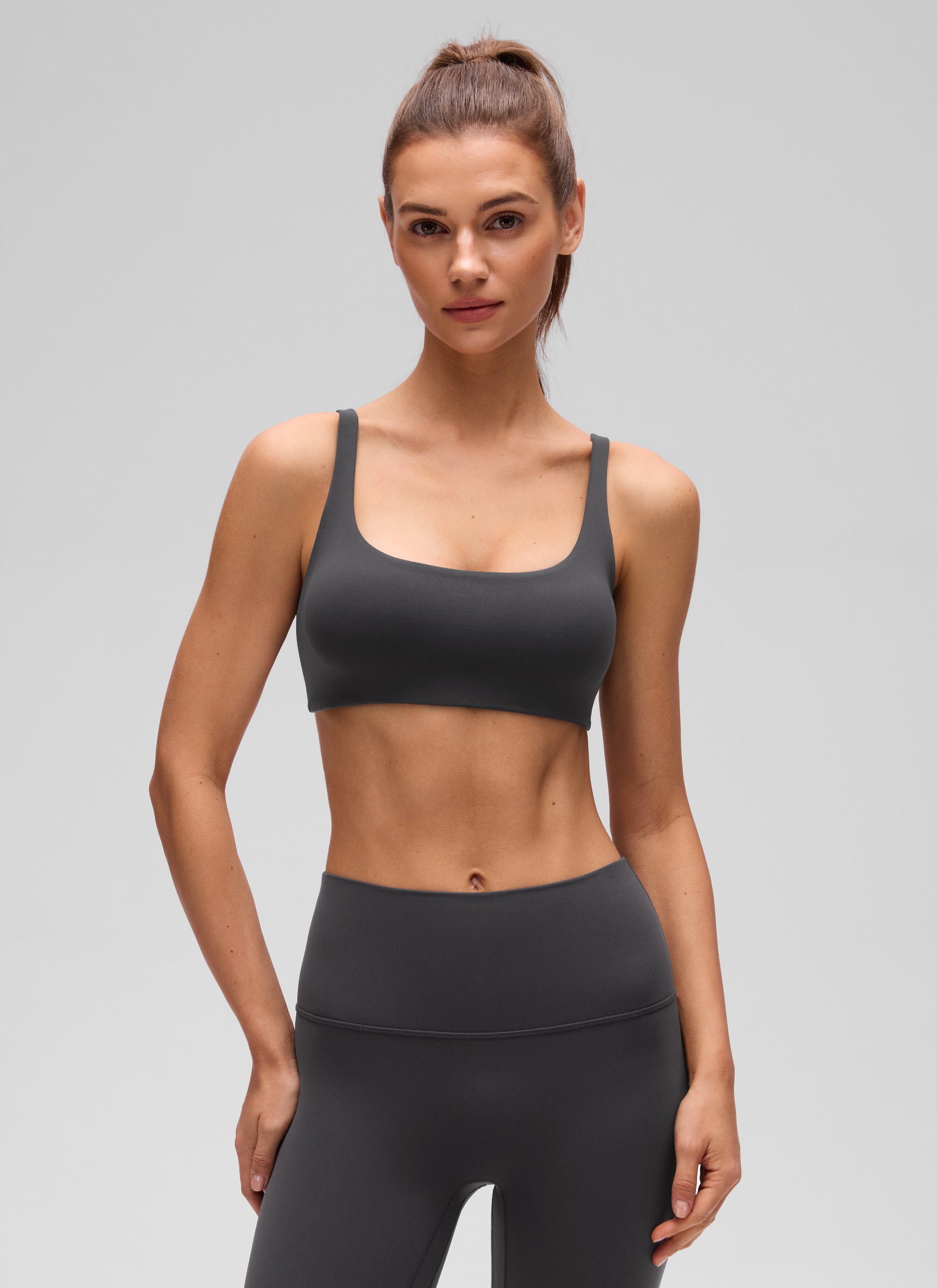 Mini soutien-gorge caraco rembourré à col carré Butterluxe pour femme CRZ YOGA Gris mystérieux